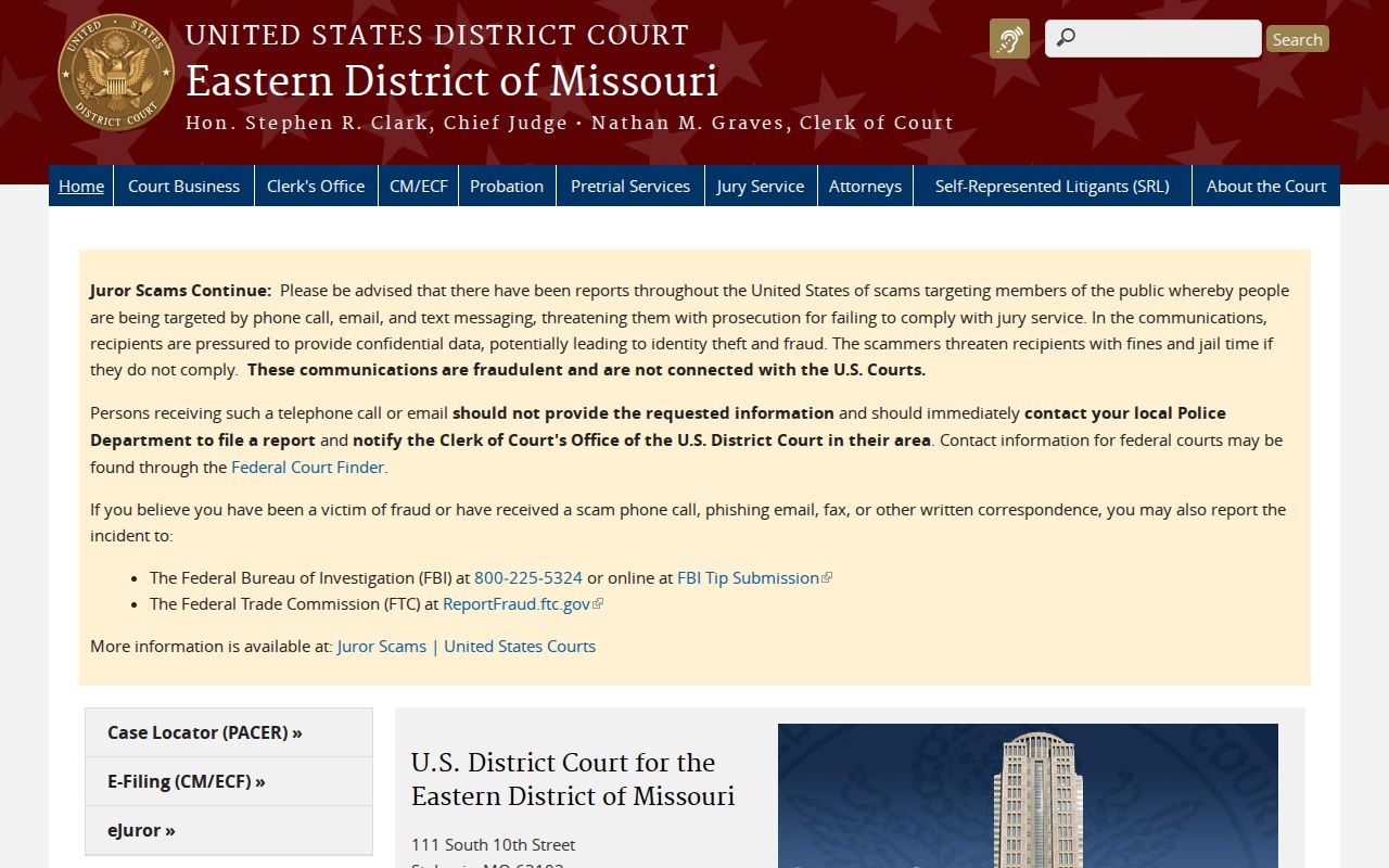 St. Francois County federal criminal records Eastern District court